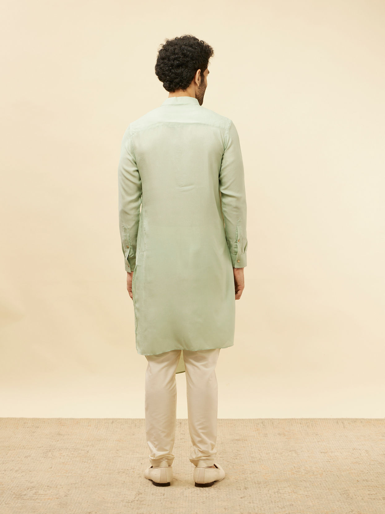 Manyavar Men Aqua Green Draped Kurta Pajama
