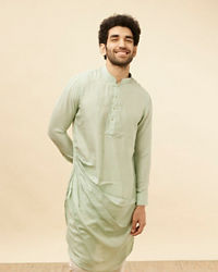 Manyavar Men Aqua Green Draped Kurta Pajama