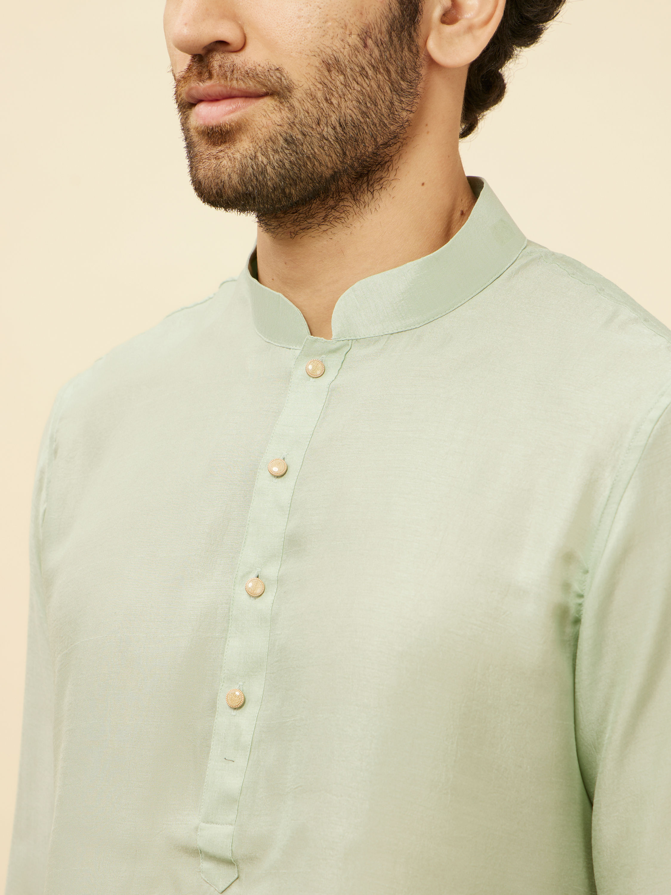 Manyavar Men Aqua Green Draped Kurta Pajama