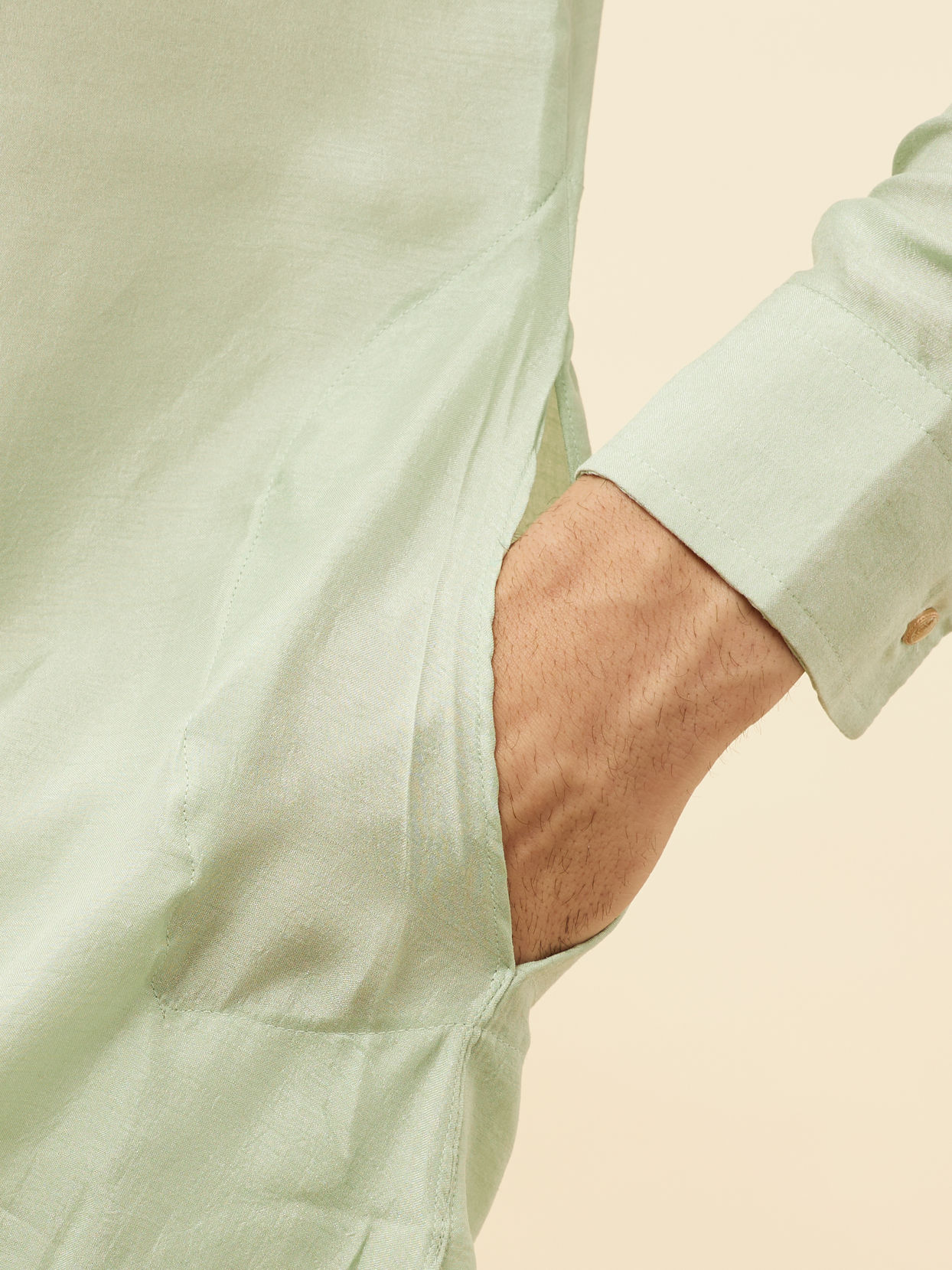 Manyavar Men Aqua Green Draped Kurta Pajama