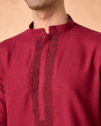 Manyavar Men Gleaming Maroon Kurta Pajama