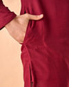 Manyavar Men Gleaming Maroon Kurta Pajama
