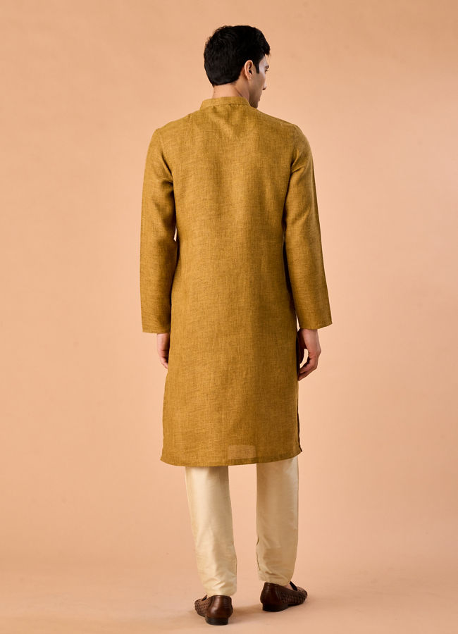 Manyavar Men Mehndi Green Radiance Kurta Pajama