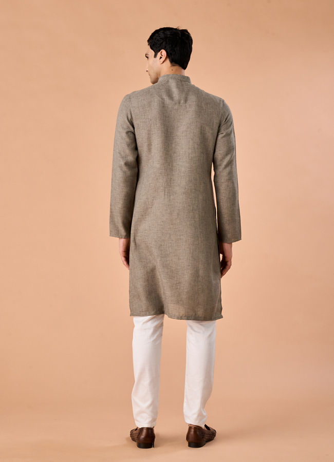 Manyavar Men Pista Green Blended Viscose Kurta Pajama