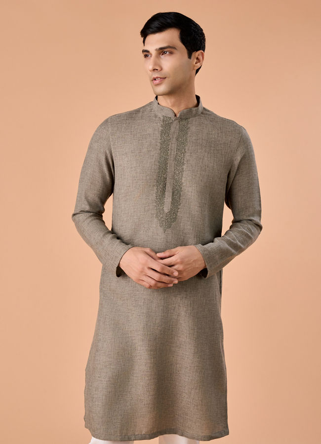Manyavar Men Pista Green Blended Viscose Kurta Pajama