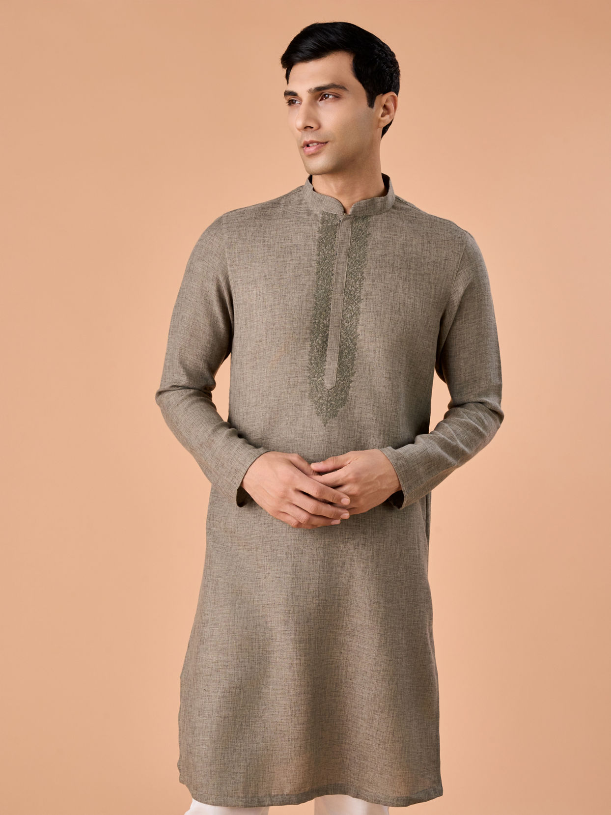 Manyavar Men Pista Green Blended Viscose Kurta Pajama