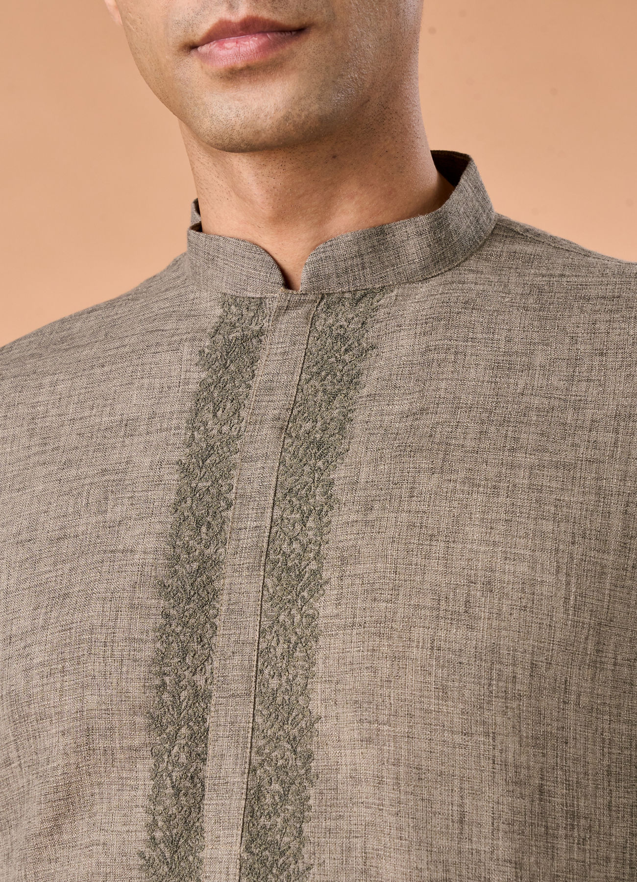 Manyavar Men Pista Green Blended Viscose Kurta Pajama