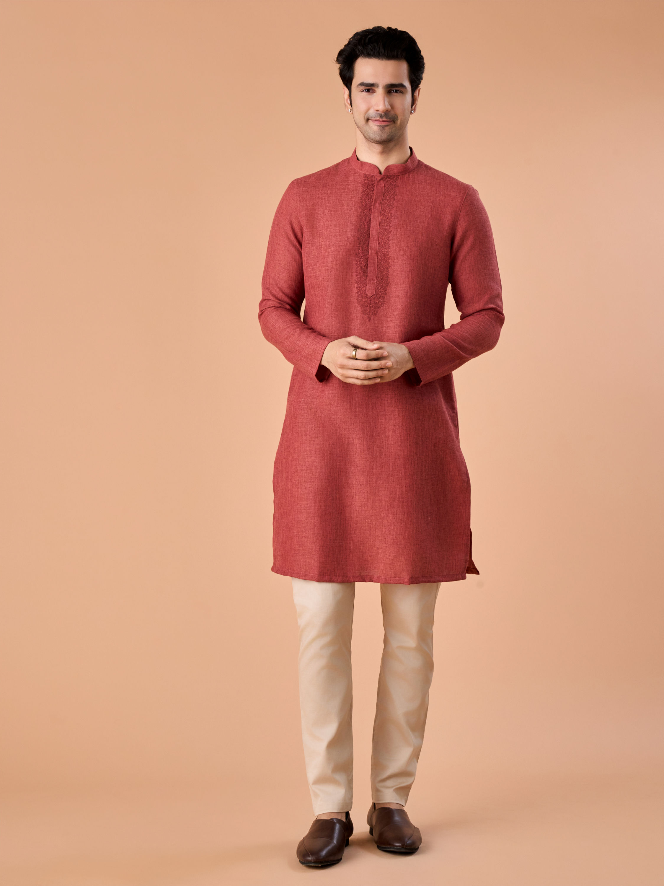 Manyavar Men Ravishing Rust Kurta Pajama