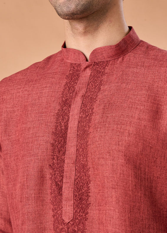 Manyavar Men Ravishing Rust Kurta Pajama