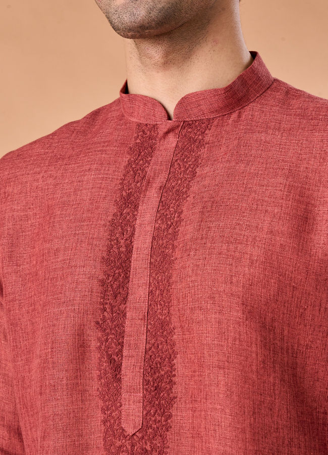 Manyavar Men Ravishing Rust Kurta Pajama