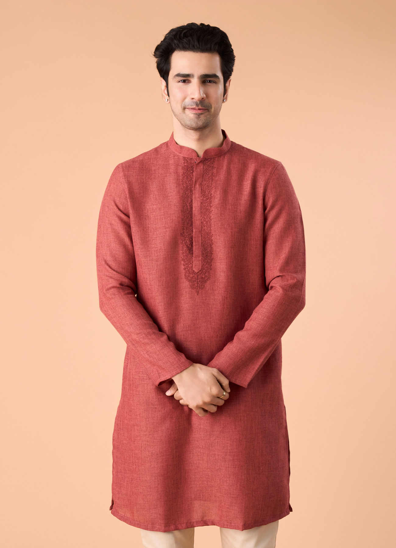 Manyavar Men Ravishing Rust Kurta Pajama