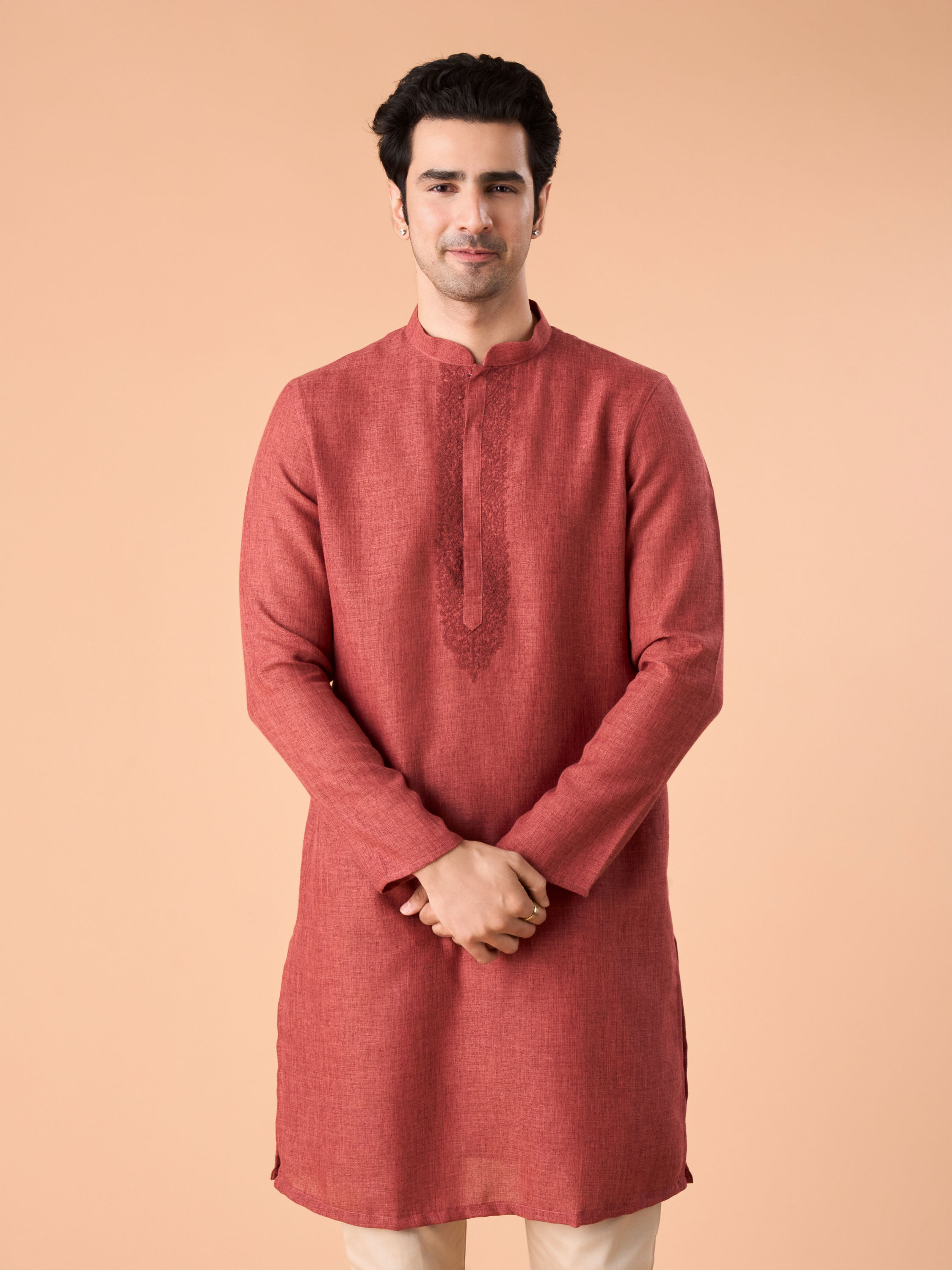 Manyavar Men Ravishing Rust Kurta Pajama