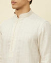 Manyavar Men Bright White Embroidered Neckline Kurta Set