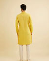 Manyavar Men Canary Yellow Self Design Kurta Pajama