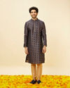 Berry Blue Floral Jaal Patterned Kurta Set image number 2