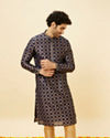 Berry Blue Floral Jaal Patterned Kurta Set image number 0