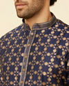 Berry Blue Floral Jaal Patterned Kurta Set image number 1