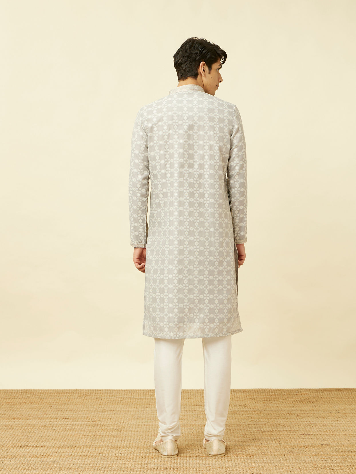 Buy Pearl River Grey Floral Patterned Kurta Set Online in India ...