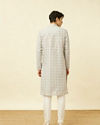 Manyavar Men Pearl River Grey Floral Patterned Kurta Set