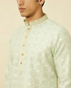 Manyavar Men Mint Green Floral Patterned Kurta Set