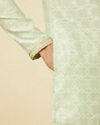 Manyavar Men Mint Green Floral Patterned Kurta Set