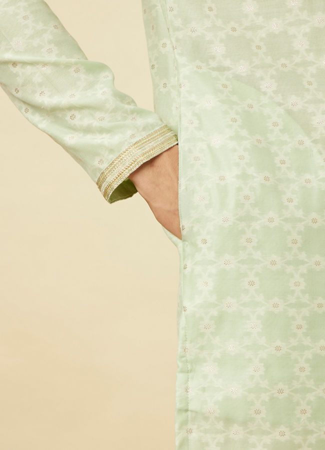 Mint Green Floral Patterned Kurta Set image number 3