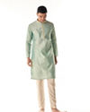 Manyavar Men Sea Green Jacquard Kurta Pajama