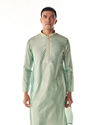 Manyavar Men Sea Green Jacquard Kurta Pajama