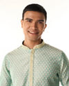 Manyavar Men Sea Green Jacquard Kurta Pajama