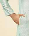 alt message - Manyavar Men Sea Green Jacquard Kurta Pajama image number 3