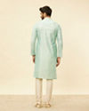 alt message - Manyavar Men Sea Green Jacquard Kurta Pajama image number 5