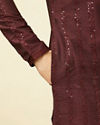 Manyavar Men Windsor Wine Floral String Patterned Kurta Set