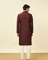 Manyavar Men Windsor Wine Floral String Patterned Kurta Set