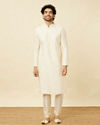 Manyavar Men Off White Diamond Patterned Kurta Set