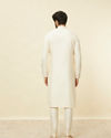 Manyavar Men Coconut Cream Embroidered Neckline Kurta Set