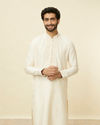 Coconut Cream Embroidered Neckline Kurta Set