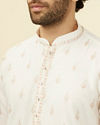 Manyavar Men Light Cream Thread Embroidered Kurta Pajama