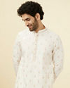 Light Cream Thread Embroidered Kurta Pajama image number 0