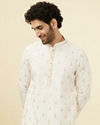 alt message - Manyavar Men Light Cream Thread Embroidered Kurta Pajama image number 0