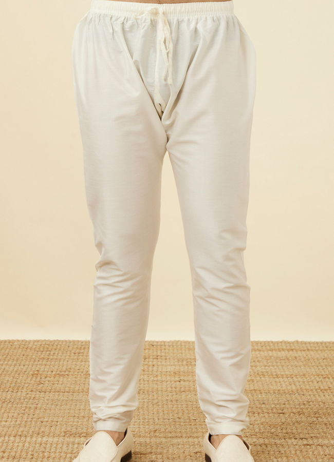 Manyavar Men Powder White Festive Kurta Pajama