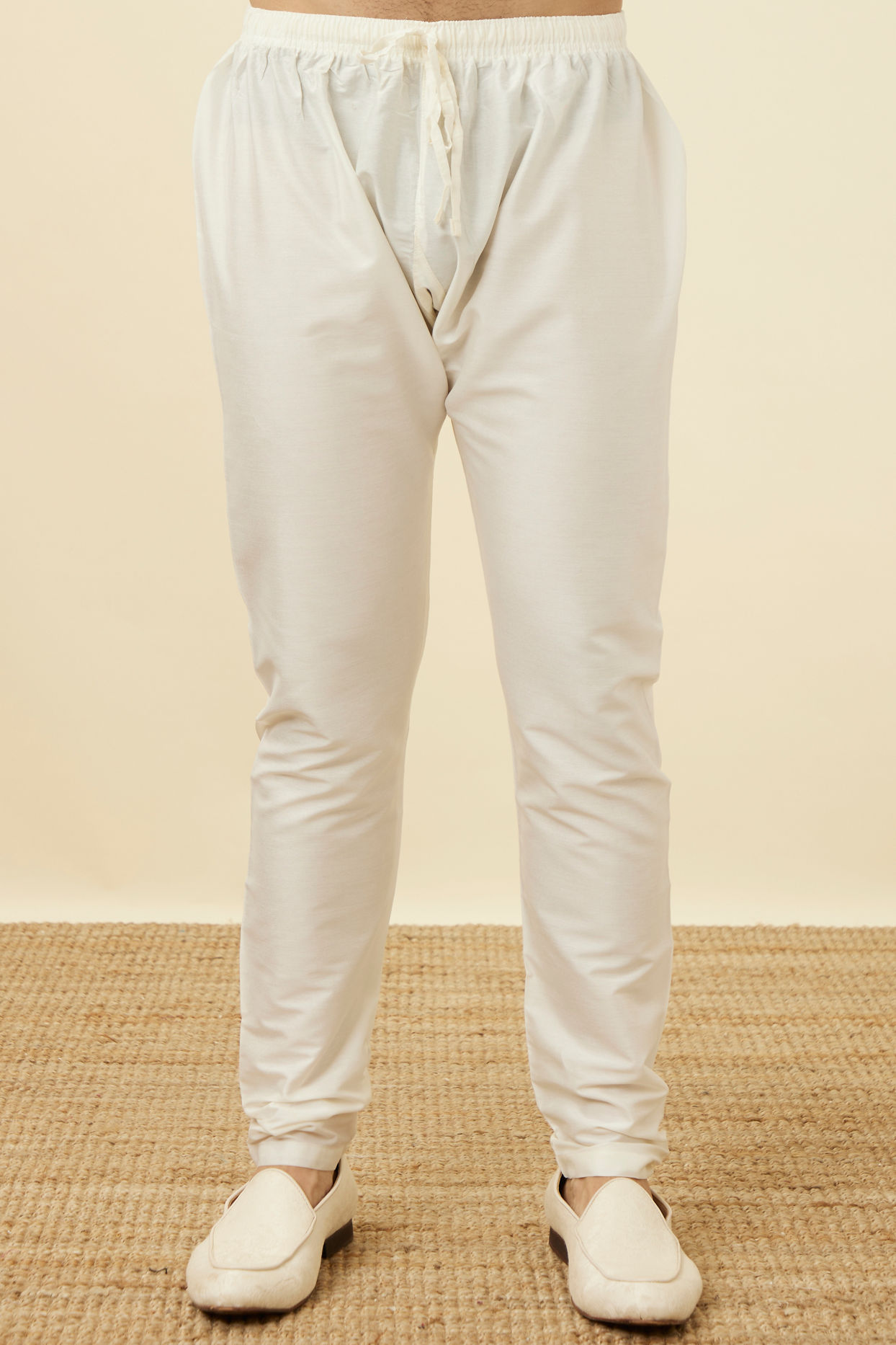Manyavar Men Powder White Festive Kurta Pajama