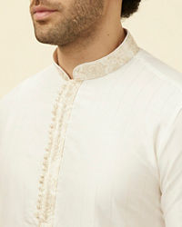 Manyavar Men Powder White Festive Kurta Pajama