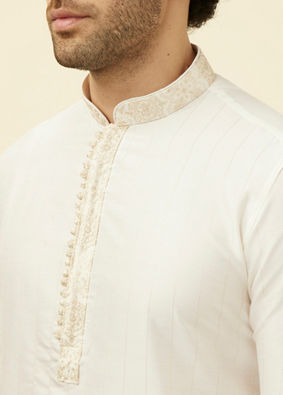 Manyavar Men Powder White Festive Kurta Pajama