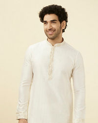 Manyavar Men Powder White Festive Kurta Pajama