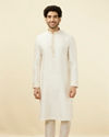 Manyavar Men Powder White Festive Kurta Pajama