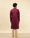 Manyavar Men Maroon Fern and Buta Embroidered Kurta Set