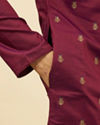 Manyavar Men Maroon Fern and Buta Embroidered Kurta Set