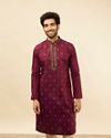 Maroon Fern and Buta Embroidered Kurta Set