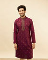 Maroon Fern and Buta Embroidered Kurta Set image number 0