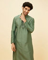 Manyavar Men Hunter Green Placket Detailed Kurta image number 0